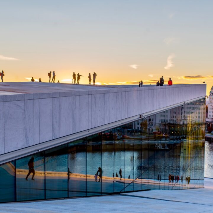 group of people on top of building